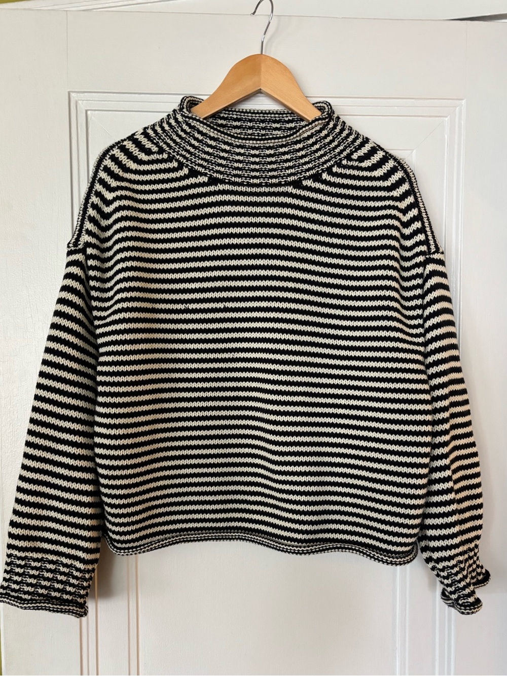 J Crew Rollneck Sweater 2025 Black and White Stripe BNWT